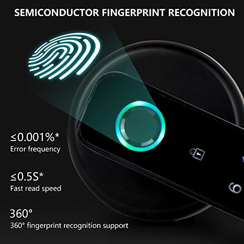 LVSOMT Keyless Entry Deadbolt Lock, Electronic Door Lock with Handle, Fingerprint & Code Smart Lock, Touchscreen Keypad… - Image 2