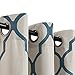 jinchan Moroccan Tile Print Linen Textured Panels for Bedroom Room Grommet Flax Linen Look Curtain Window Treatment Set for Living Room 84 inch Blue