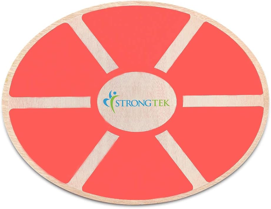 StrongTek Oval Wood Balance Board and Wobble Boards Rocker, Balance Disc, Core Strength Exercise Fitness Accessory, Workout Stability Equipment, Yoga Stretching, Standing Desk Use