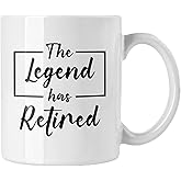 Retirement Gifts For Women Men, The Legend Has Retired Funny Coffee Mug, 2024 Happy Retirement Gifts for Teacher, Coworker, Police Officer, Military, Navy, Nurse, Boss, Mom, Dad (11 Oz All White)