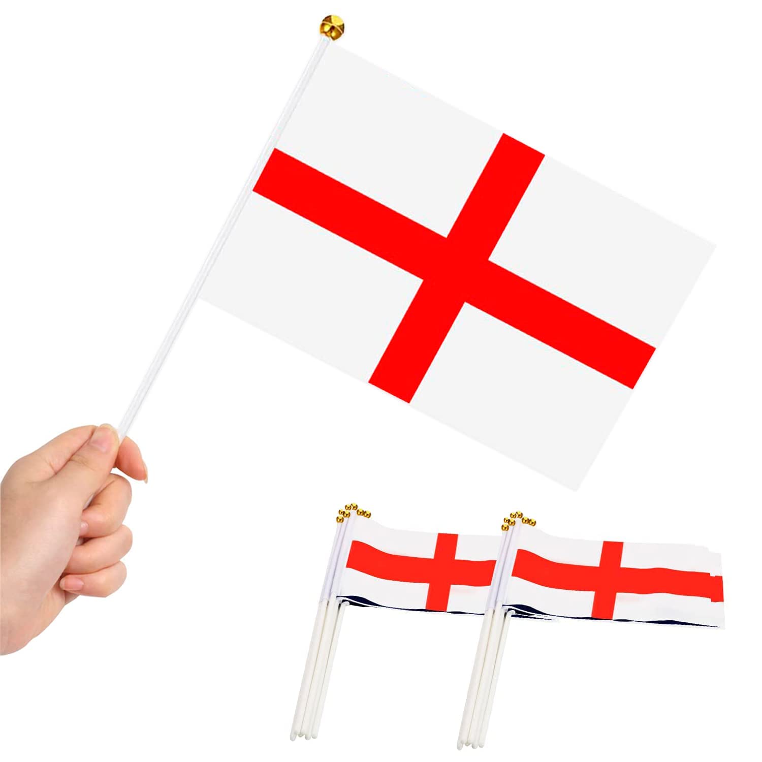25Pcs St George Hand Flags England Hand Waving Fabric Mini English Flags For Rugby Cricket World Cup Royal Event Support Country