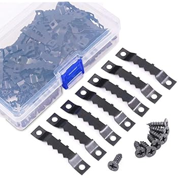 Swpeet 120 Pcs Sawtooth Picture Frame Hanging Hangers Double Hole with Screws, for Home Decoration Creative Picture Frame Hanging (Black)
