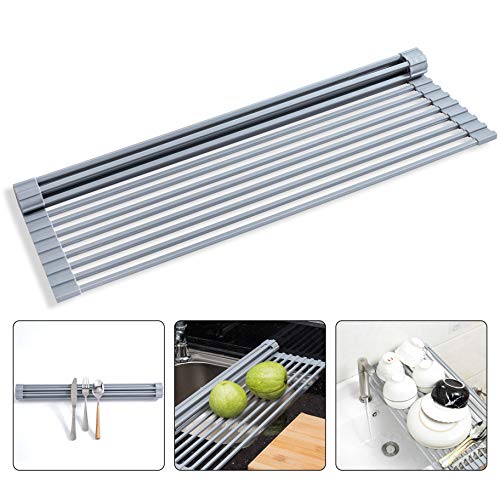 bemece Roll up Silicone Drainer Rack, 20\