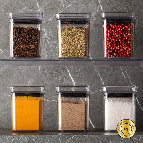 Kit Potes Herméticos Lumini 180ml Paramount Com Tampa Potes Plásticos Transparentes Para Temperos, Especiarias E Condimentos, Organização De Cozinha, Empilháveis Armário E Geladeira, 6 e 24un (6)
