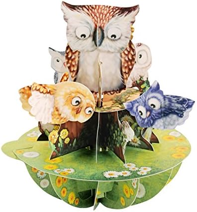 Santoro Pirouettes Owls 3D Pop Up Card, Multi-Color