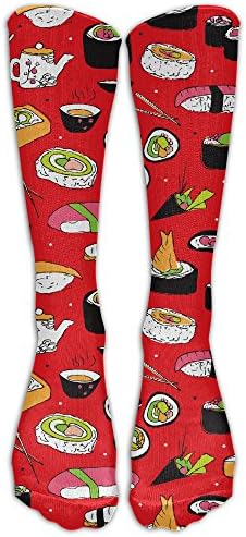 WeiGin Men's Novelty Japanese Cuisine Sushi Roll Maki Stylish Outdoor Sport Knee High Long Socks Athletic Crew Socks