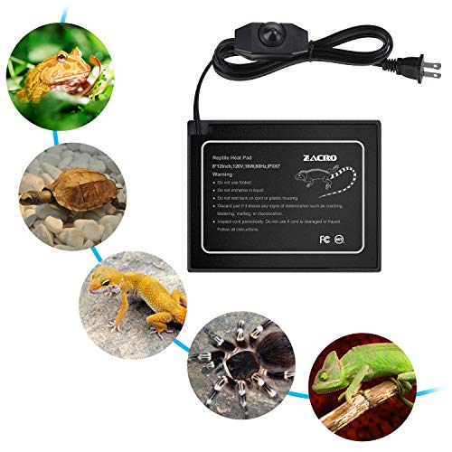 Zacro Reptile Heat Pad Temperature Adjustable Under Tank Heater for