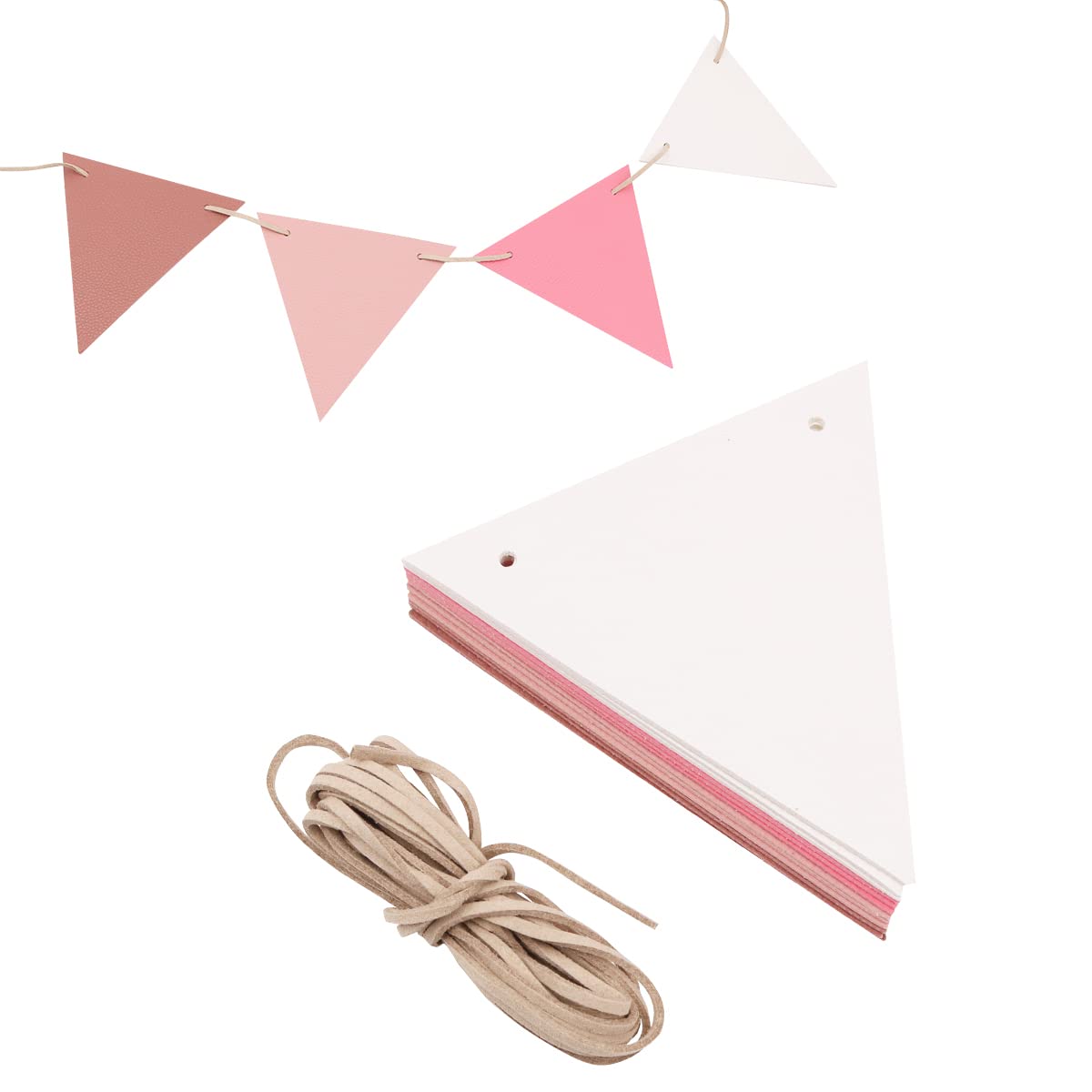 Tiardey 12 Flags Camping Pennant Leather Banners Outdoor Hanging Flag - 4 Colors 12Pcs