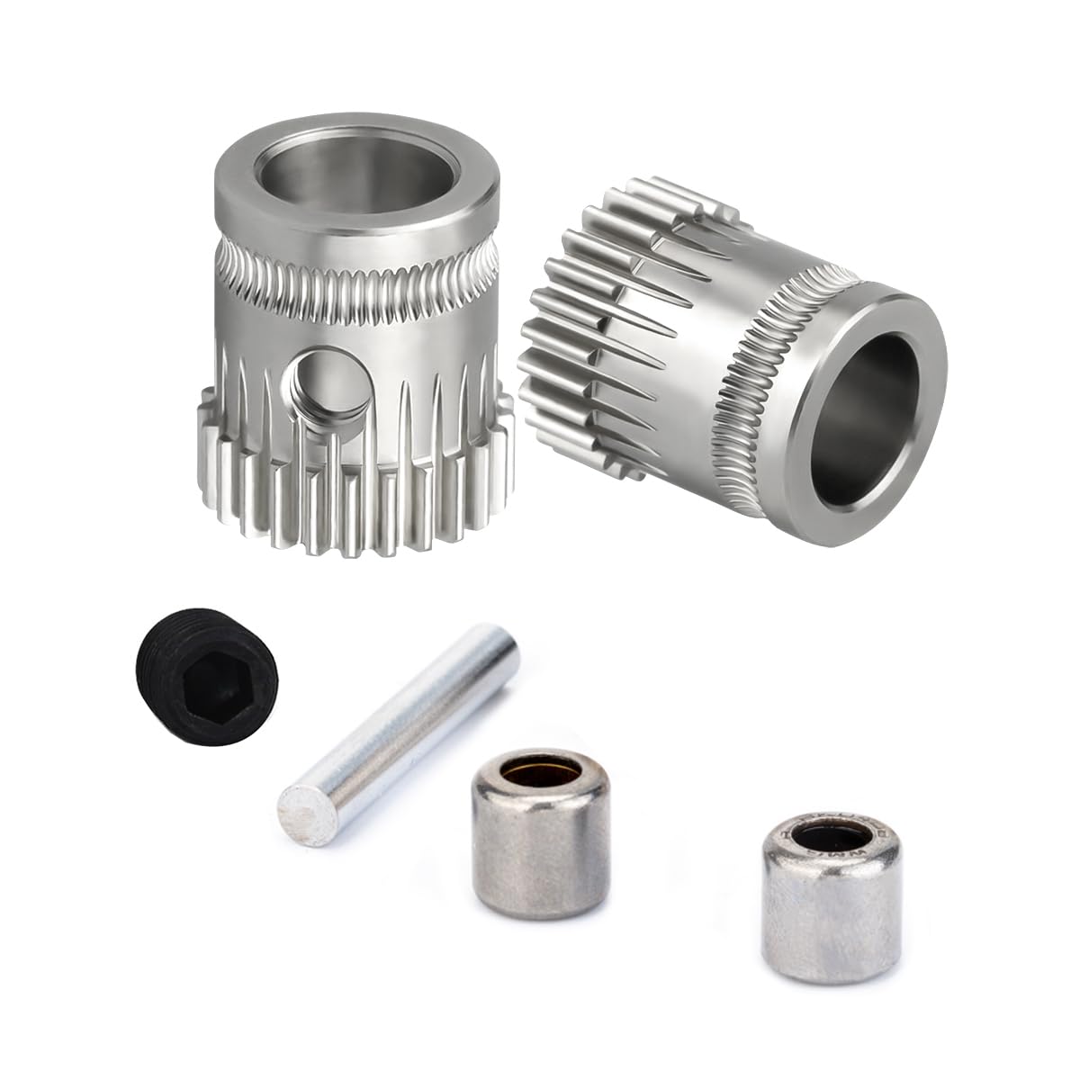 High Precision 8mm Bore Hardened Steel Dual Drive Gear Nickel Plating with HK0408 Bearings Compatible with Prusa i3 Orbiter V1.5 Exruder Voron 2.4 V0 3D Printer