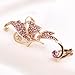 Creazy Clip Clamp Earring Women's Cute Crystal Butterfly Wings Ear (Pink)