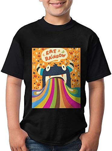 HFEIE MII Girl Funny Unicorn Cute Monster Eat Rainbow Casual Printed T Shirt XL With O Neck.