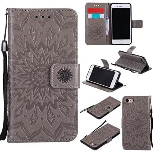 Galaxy Note 5 Sunflower PU Leather Wallet Case,Auroralove Gray Luxury Slim Full Body Shockproof Credit Card Kickstand Case for Samsung Galaxy Note 5