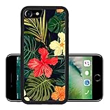 Luxlady Premium Apple iPhone 7 iPhone7 Aluminum Backplate Bumper Snap Case IMAGE ID: 40489657 Summer colorful hawaiian seamless pattern with tropical plants and hibiscus flowers vector ill