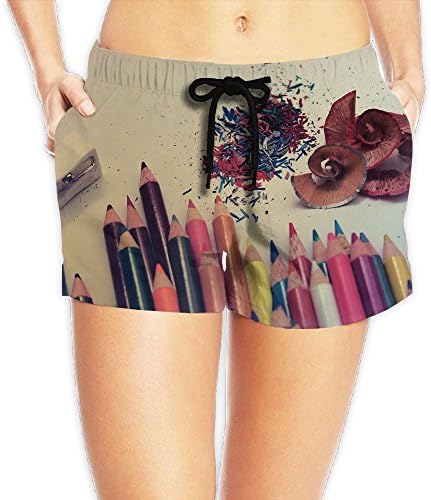 Colorful Crayons Custom Men's Running Casual Short Beach Pants Swim Trunks Drawstring Board Shorts Swimwear with Pockets
