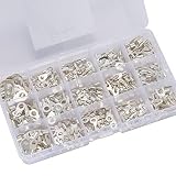 Terrans 375 Pcs 15 in 1 Non-Insulated Ring Fork U-Type Terminals Tin-Plated Copper Terminals Assortment Kit Cable Wire Connector Crimp Spade Electric Wire Wiring Kit