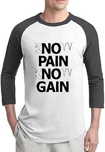 Men's No Pain No Gain Casual Raglan Jersey Shirt 3/4 Sleeve Athletic Jersey S-2XL