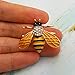 SELOVO Honeybee Bee Yellow Enamel Small Cute Brooch Pin Gold Tone Clear Crystal