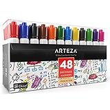 Arteza Dry Erase Markers, White Board Pens, 12 Colors, Multicolor, Set of 48