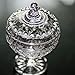 Crown-Embossed Glass Sugar/Candy Dish Bowl with Cover Lid - Transparent