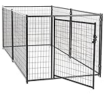 Dog Kennel Black- Lucky Dog Modular Box Kennel - This Welded Animal Enclosure is Perfect for Small to Medium Dogs and Animals and is Designed with Their Safety and Comfort In Mind. Dimensions (4'H x 10'L x 5'W); 110 lbs