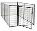 Dog Kennel Black- Lucky Dog Modular Box Kennel - This Welded Animal Enclosure is Perfect for Small to Medium Dogs and Animals and is Designed with Their Safety and Comfort In Mind. Dimensions (4'H x 10'L x 5'W); 110 lbs