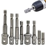 8Pcs Socket Adapter Impact/Extension Set,1/4" 3/8" 1/2" Impact Hex Shank Drill Bits Bar Set, Drill Adapter Set,Turns PowerDrill into High Speed Nut Driver for Automotive DIY and Home Repair Tool Kits
