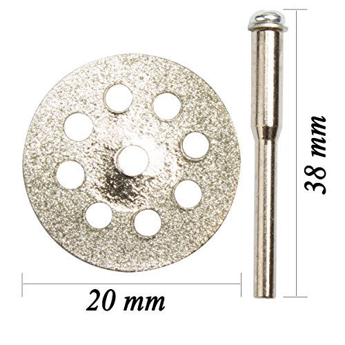 Diamond Cutting Wheel Set, Amariver 10 Pieces Diamond Saw Cutting Cut Off Discs Wheels with 2 Pieces Shank Rotary Mandrel Dremel, 12 Pcs in Total (22MM)