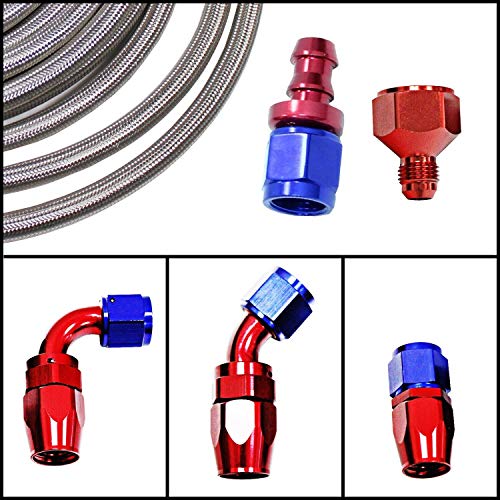 10 Gallon Black Aluminum Fuel Cell Tank & Fuel Hose Sender & Fuel Line kit 6 AN