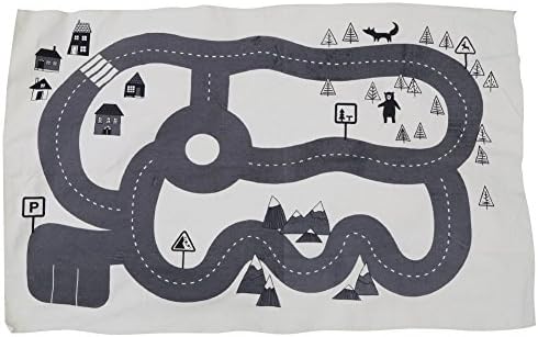 Kids Foldable Black And White Round Rug Nordic Canvas Forest Track Child Game Mat Blanket Children's Room Home Decoration Crawling Mat Playmat