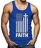 TeeStars - Christian Distressed White USA Flag - Cross Have Faith Singlet