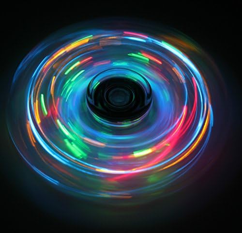 Fidgets LED Fidget Spinner Prime With On Off Switch And Carrying Case Figit Spinner Rainbow Stress Reducing EDC Tri Spinning Crystal Clear Hand Fidget Toys With Lights for Kids &amp; Adults (1 Pack)