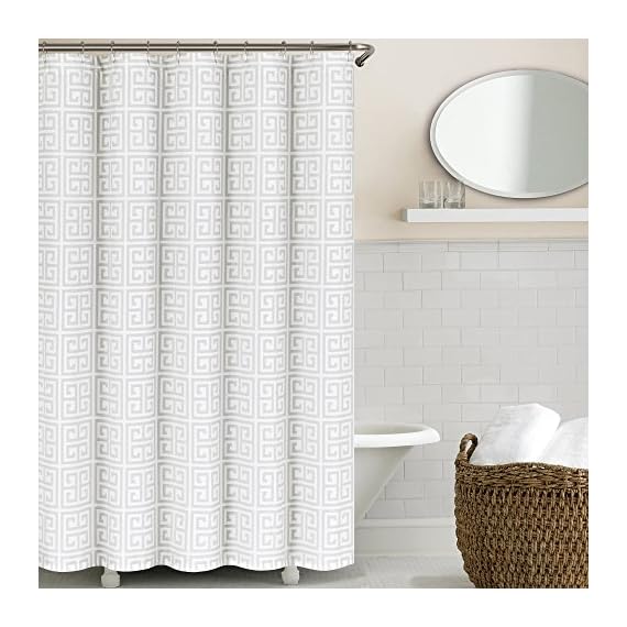Echelon Home Greek Key Shower Curtain, Light Grey LAVORIST