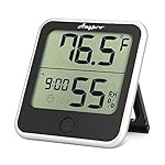 Humidity Monitor - Anypro Hygrometer Thermometer 2-in-1 with Temperature Gauge, Humidity Meter and Time Display