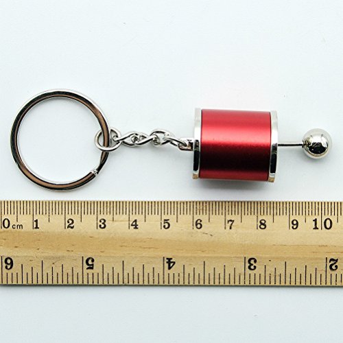Waterwood Creative Auto Part Model 6 Speed Gear Box Shifter Keychain Key chain Ring-Silver&Red
