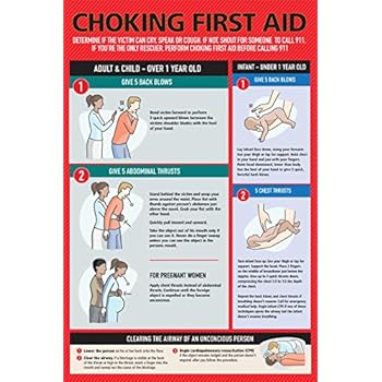 Choking First Aid Poster for Kids and Adults, Infants, Pregnants, 12' x 18
