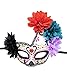 Women's Masquerade Mask Day of The Dead Mardi Gras Halloween Venetian Carnival Party Ball (Red gems)