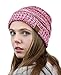 NYFASHION101 Unisex Multicolor Warm Cable Knit Thick Slouch Beanie Cap, 3 Tone Pink