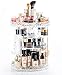 Cq acrylic 360 Rotating Makeup Organizer,4 Tier Adjustable Acrylic Carousel Skincare Organizer Skin Care Cosmetic Display Cases Beauty Skincare Product Make up Holder,Clear Diamond Pattern