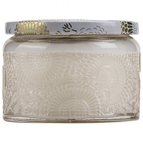 Voluspa Panjore Lychee Small Embossed Glass Jar Candle, 3.2 Ounces