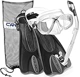 Cressi Palau Mask Fin Snorkel Set with Snorkeling Gear Bag, TT-LXL