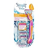 Gillette Simply Venus Refillable 3 Blade Razor with 4 Cartridges Refills - Pivoting Head & Moisture Strip