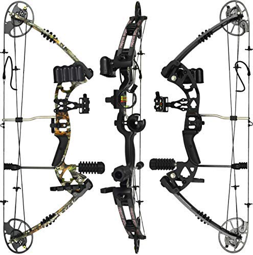 RAPTOR Compound Hunting Bow Kit: LIMBS MADE IN USA | Fully adjustable 24.5-31 Draw 30-70 LB pull | Up to 315 FPS | WARRANTY & 100% 30 day GUARANTEE |5 Pin Lighted Sight, Biscuit Rest | BLACK RH