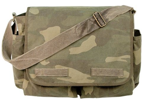 Woodland Camouflage Vintage Heavyweight Classic Messenger Bag