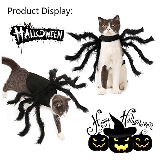 Vehomy Halloween Pet Cat Spider Costume Harness Clothes for Cats and
