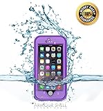 Armour Shell Rugged Waterproof Case for iPhone 6 with Apple Cell Charging Cable - Purple