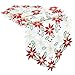 Simhomsen Large Christmas Poinsettia Table Runner for Holiday Decorations, Embroidered Holly Leaves, Thick Fabric (15 × 107 inch)