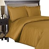 Stripes Bronze 300 Thread Count Full/Queen Duvet Cover Set 100 % Cotton 3pc comforter cover set button enclosure By sheetsnthings