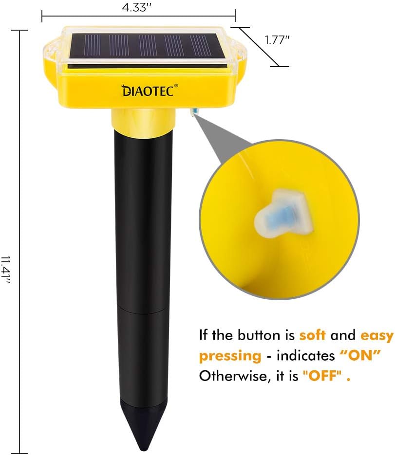 Diaotec 2Pack Mole Repellents Solar Powered Sonic Spike Vole Deterrent Pest Control Vole Repellent to Keep Rodents Away from Your Lawn and Garden : Garden & Outdoor