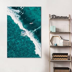 Canvas Wall Art Sports Theme - Men Surfing on The Sea - Giclee Print Gallery Wrap Modern Home Art Ready to Hang - 12x18 inches