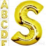 40 Inch Giant Jumbo Helium Foil Mylar Balloons (Premium Quality), Glossy Gold, Letter S